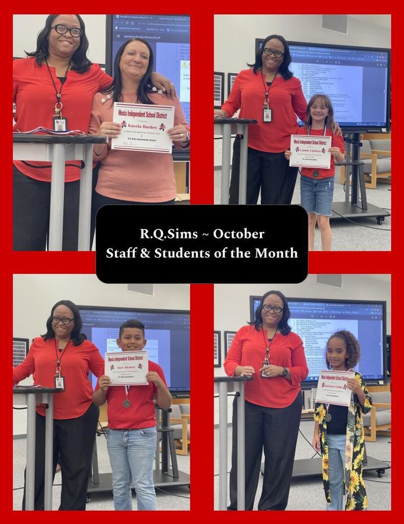 Sims October Staff & Students of the Month